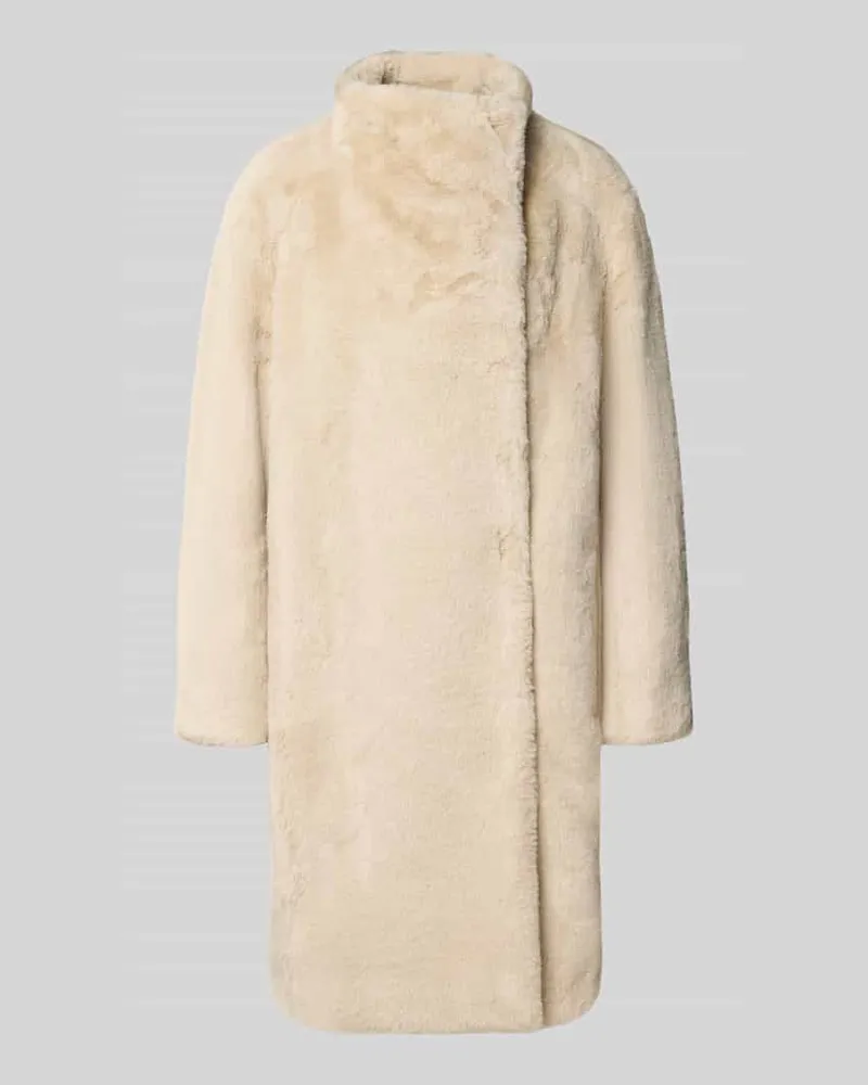 HUGO BOSS Relaxed Fit Webpelzmantel mit Stehkragen Modell 'Citeddy2 Offwhite