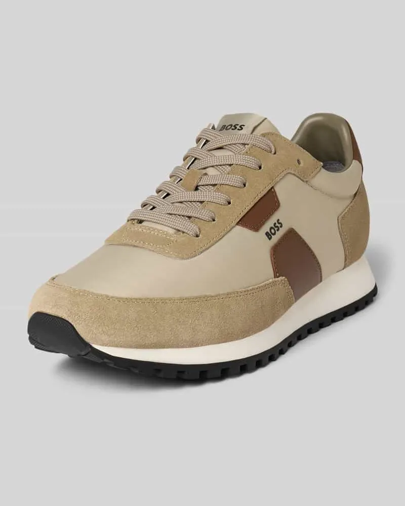 HUGO BOSS Low Top Sneaker mit Lederdetails Hellbraun