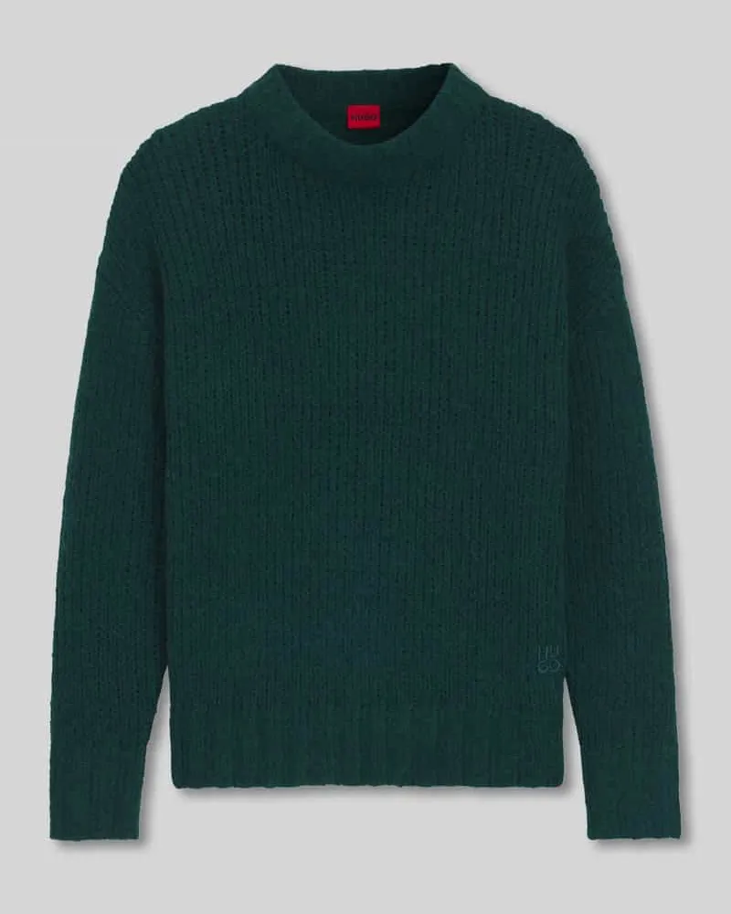 HUGO BOSS Oversized Strickpullover aus Woll-Alpaka-Mix Modell 'SLOOSSY Dunkelgruen