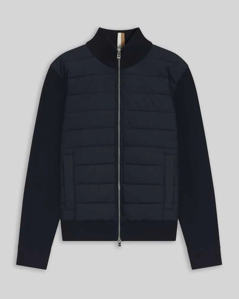 HUGO BOSS Regular Fit Sweatjacke mit gesteppter Vorderseite Modell 'HERNESTO Marine