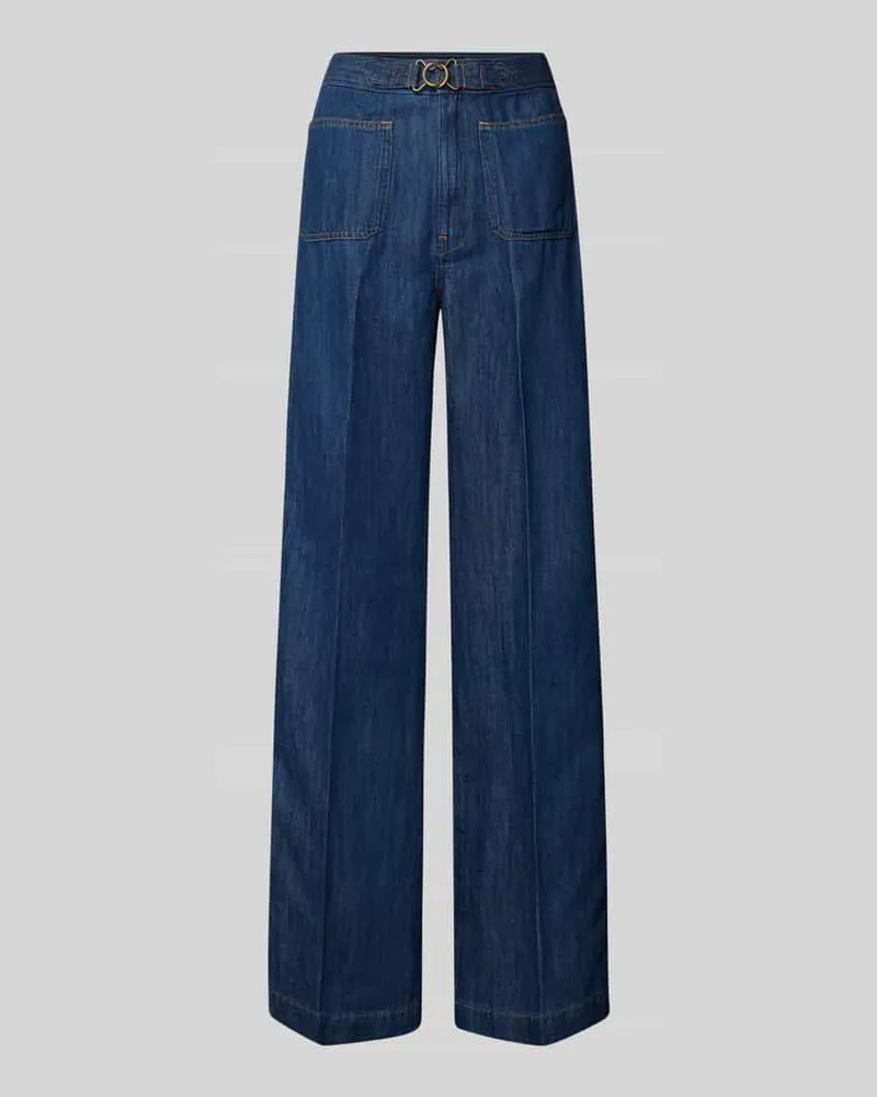Ralph Lauren Wide Leg Jeans aus Baumwoll-Leinen-Mix Modell 'LEATON Jeansblau