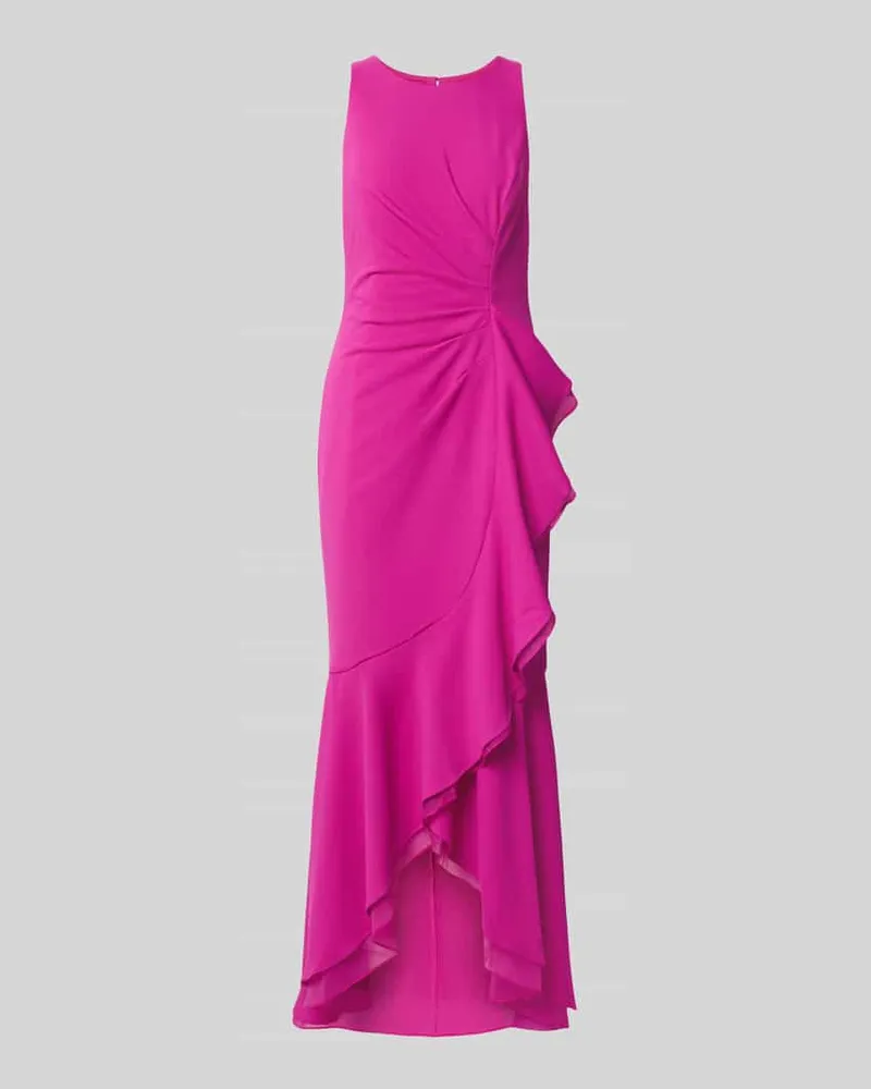Adrianna Papell Abendkleid mit Drapierungen und Volants Fuchsia