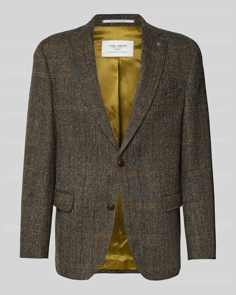 Carl Gross Sakko Harris-Tweed aus Schurwolle Modell 'Theo Dunkelgruen