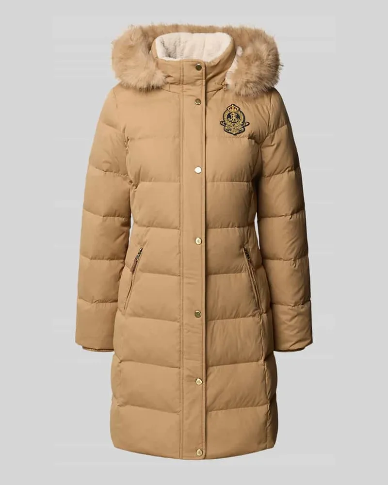 Ralph Lauren Steppmantel mit abnehmbarer Fellkapuze Camel