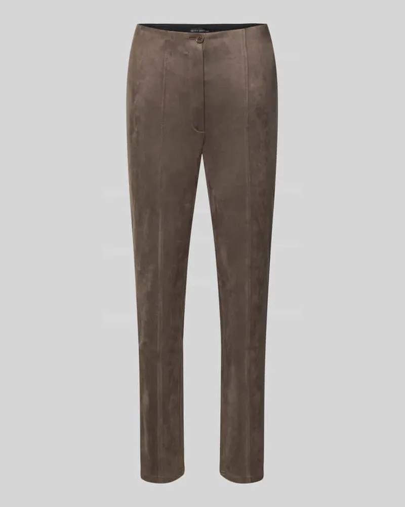 Betty Barclay Hose in Leder-Optik mit Längsnähten Taupe