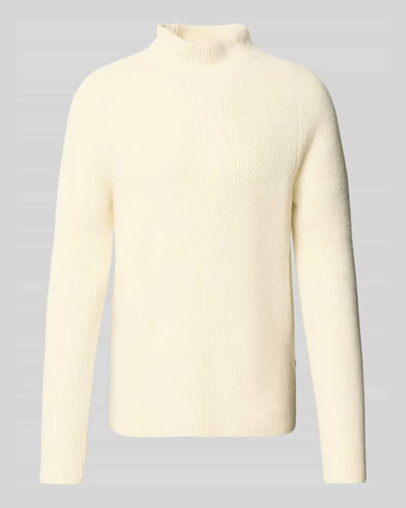 Maerz Strickpullover aus Schurwoll-Alpaka-Mix mit Stehbund Offwhite