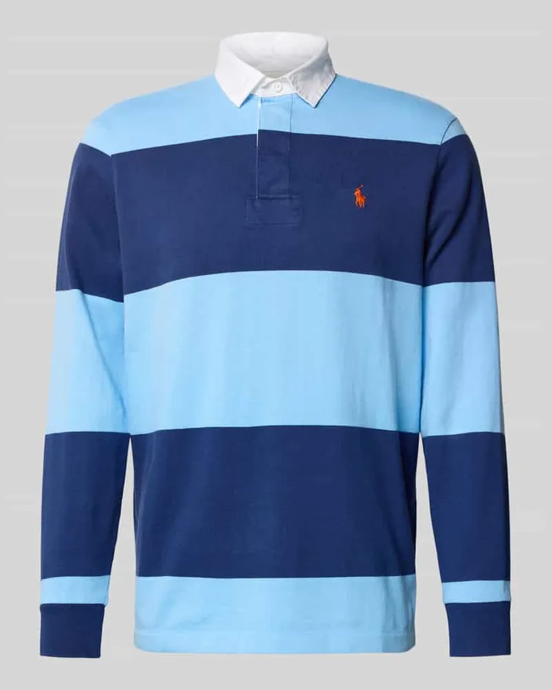 Ralph Lauren Sweatshirt mit Polokragen und Label-Stitching Hellblau