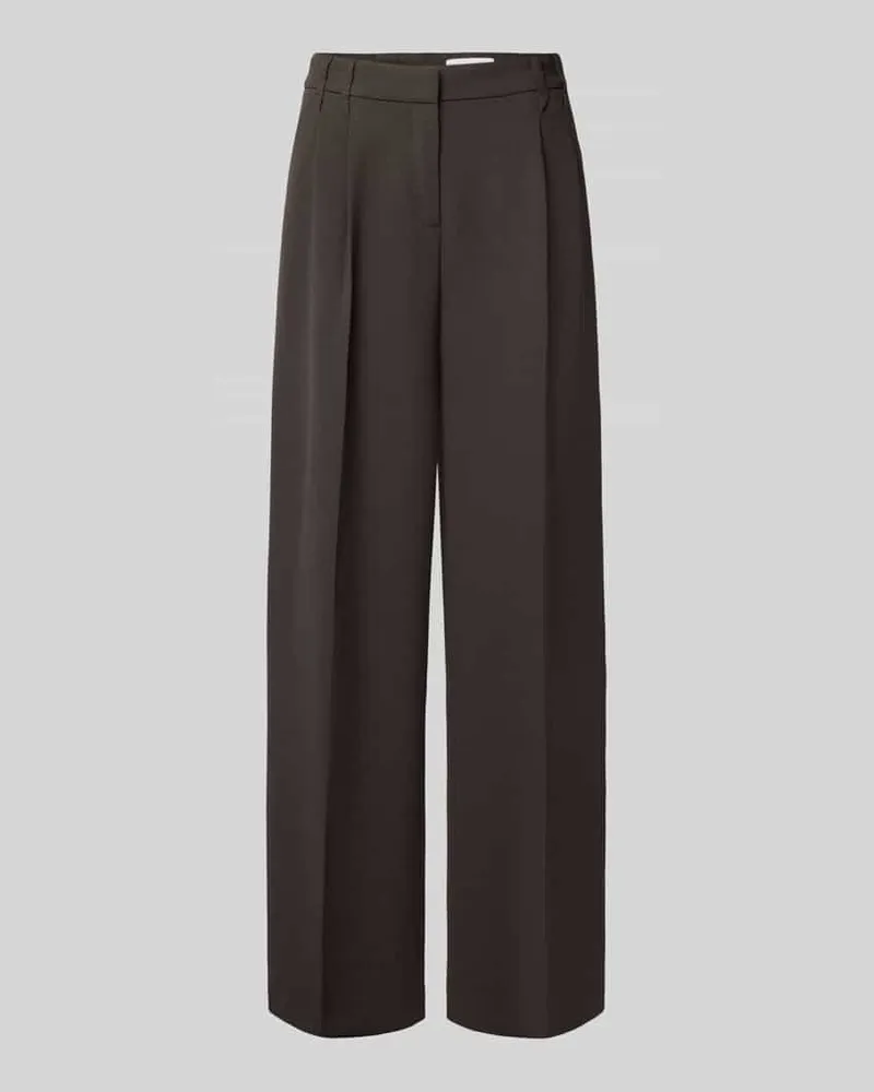 COMMA Wide Fit Hose aus Viskose-Mix Dunkelbraun