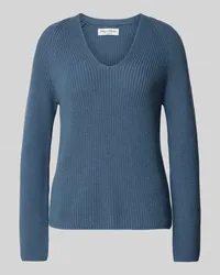 Marc O'Polo Strickpullover mit U-Ausschnitt Rauchblau