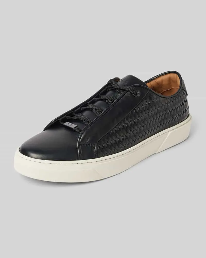 HUGO BOSS Ledersneaker in Flecht-Optik Modell 'Gary_Tenn Black