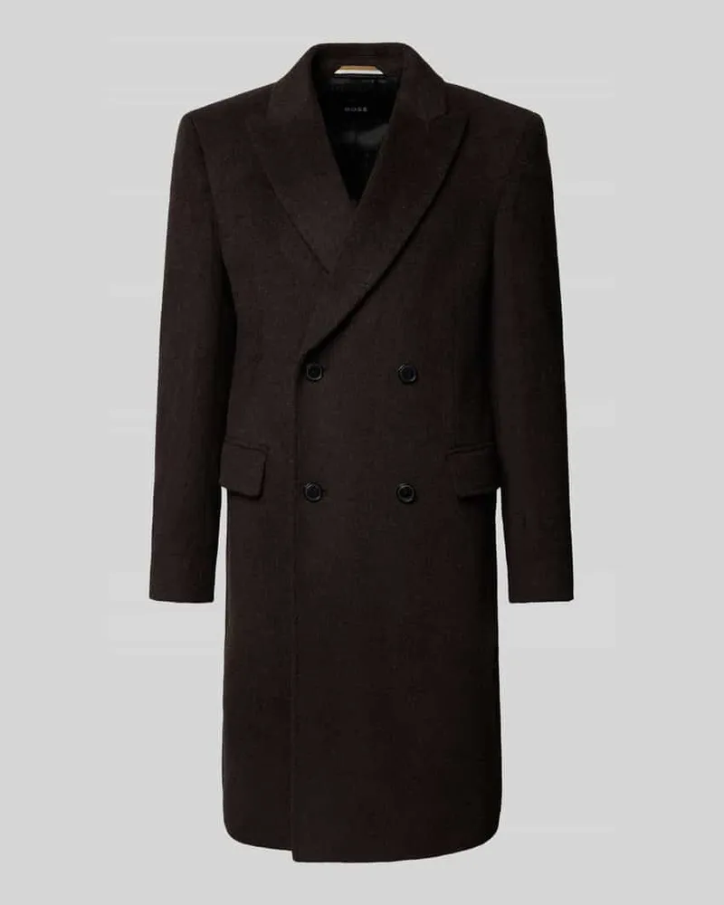 HUGO BOSS Regular Fit Wollmantel aus Alpaka-Mix Modell 'HYDE-DB-PEAK-254 Dunkelbraun