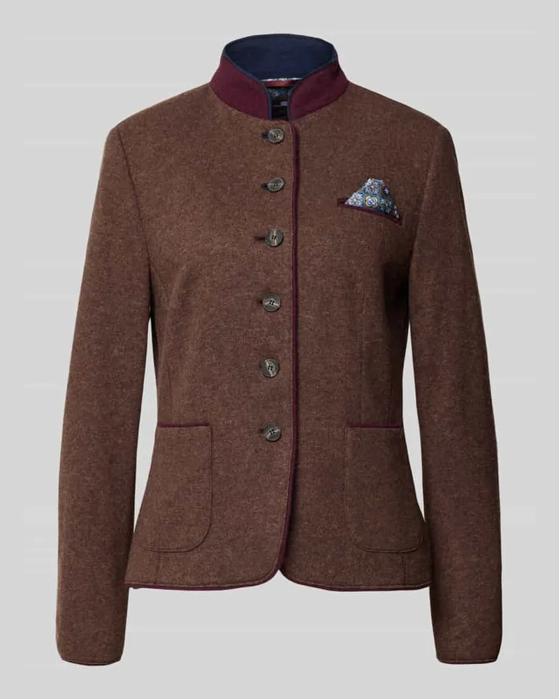 White Label Blazer aus Woll-Mix mit Einstecktuch Dunkelbraun