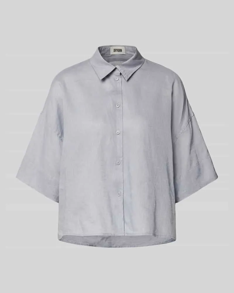 Drykorn Relaxed Fit Leinenbluse mit überschnittenen Schultern Hellblau