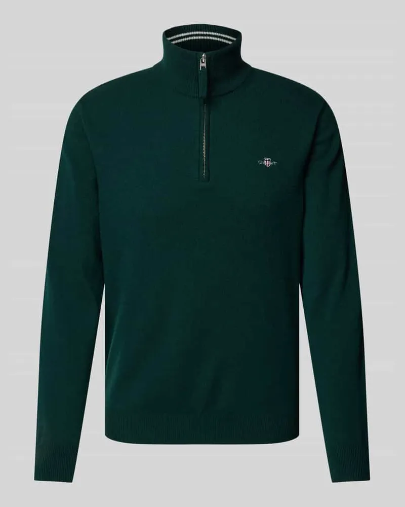 Gant Strickpullover mit Label-Stitching Modell 'SUPERFINE Dunkelgruen