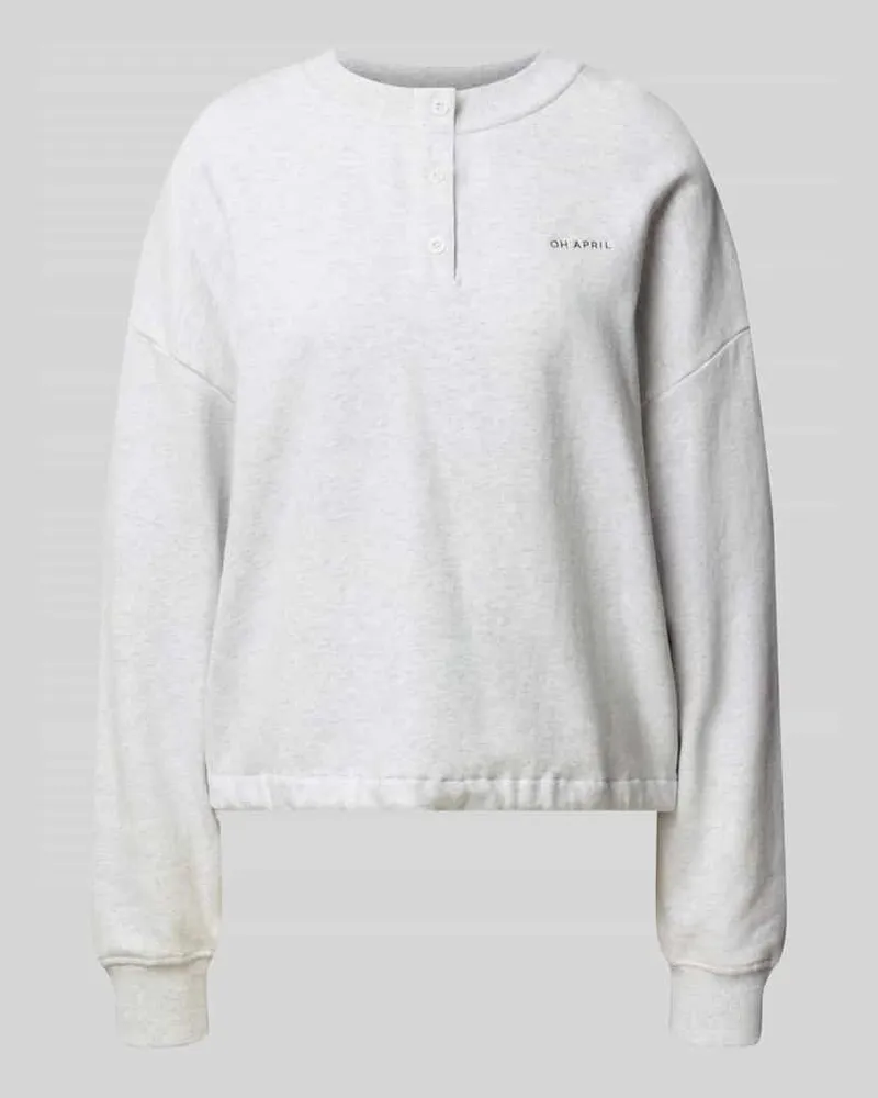 OH APRIL Boxy Fit Sweatshirt mit Knopfleiste Modell 'Aven Mittelgrau