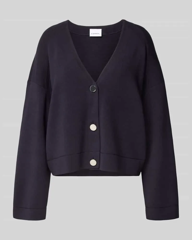 COMMA Strickjacke aus Viskose-Mix mit V-Ausschnitt Marine