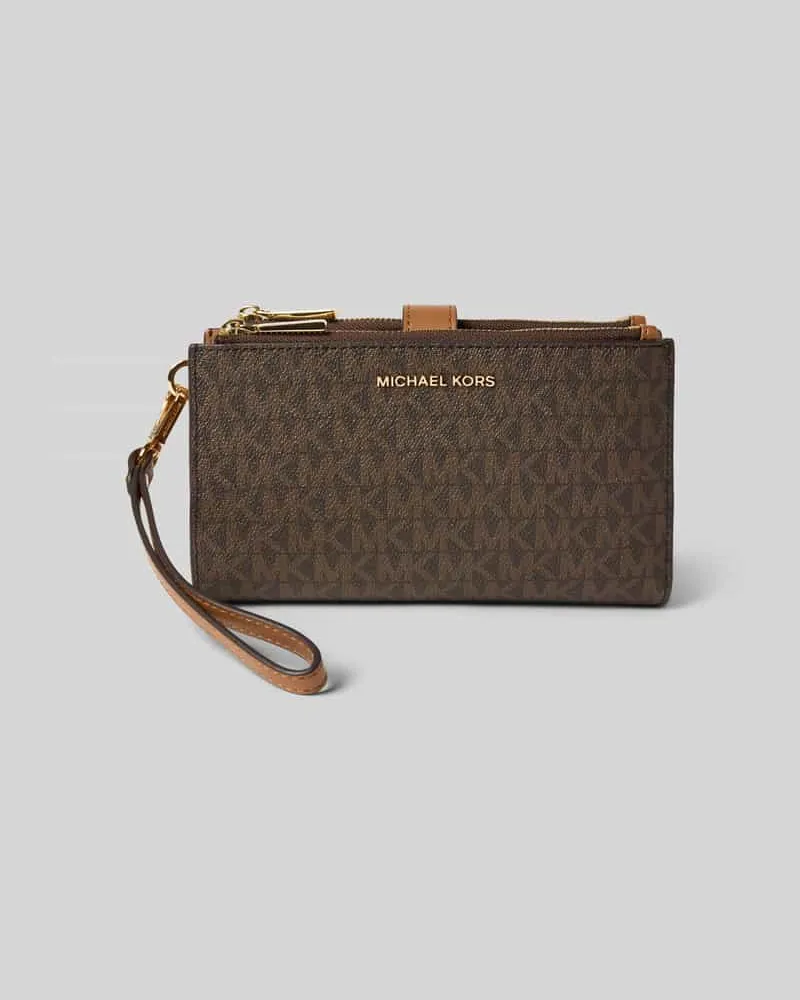 Michael Kors Portemonnaie mit Allover-Logo-Print Modell 'Jet Set Mittelbraun