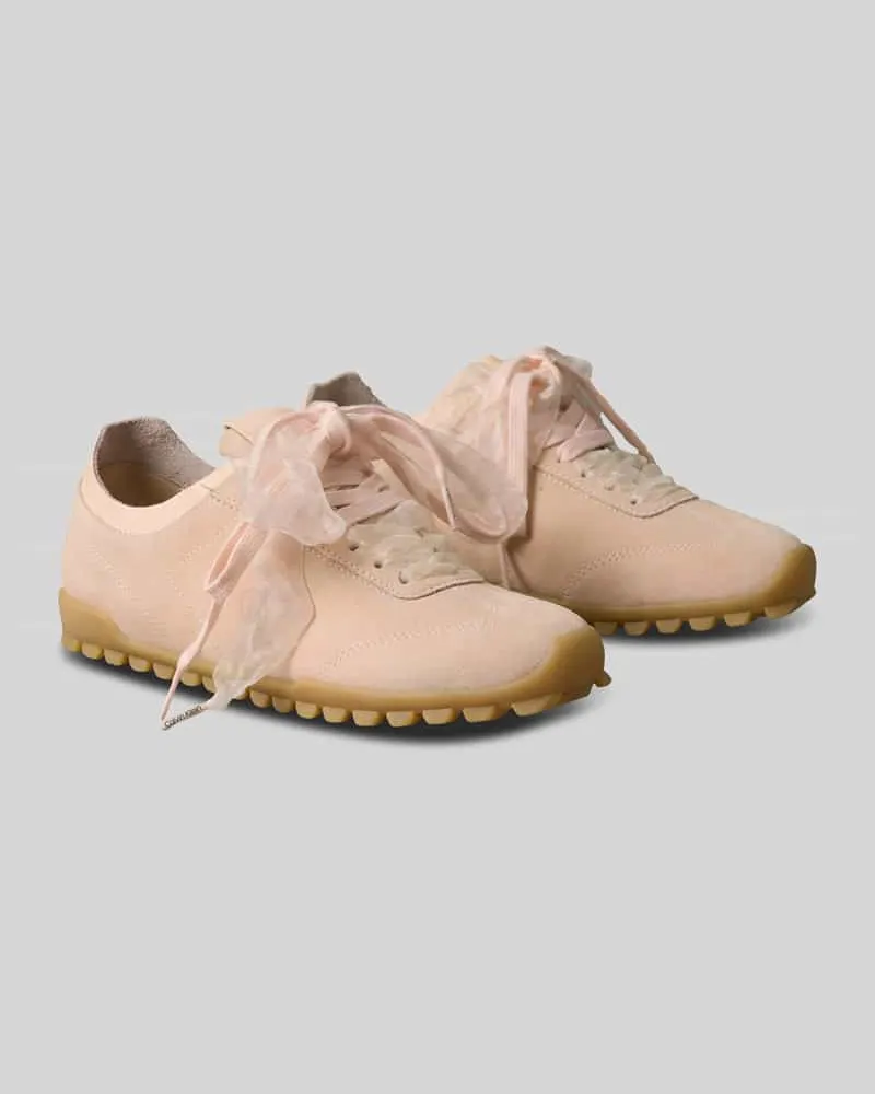 Calvin Klein Sneaker aus Veloursleder mit zwei Schnürsenkeln Sand