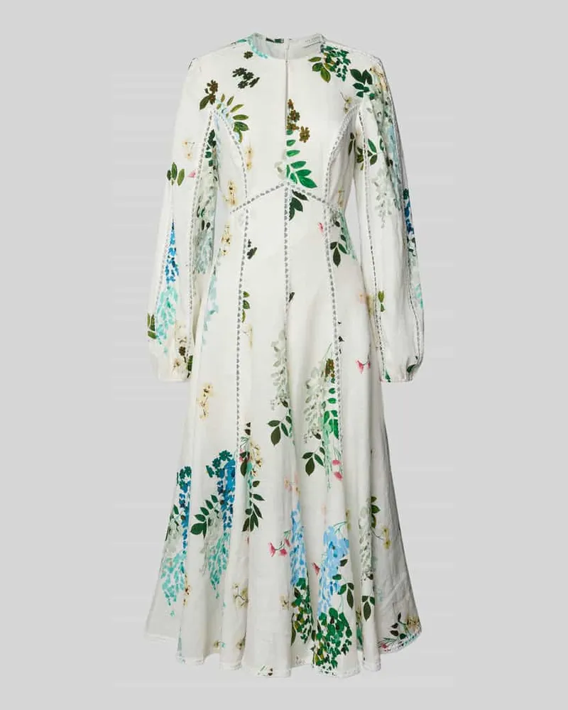 Ted Baker Leinenkleid mit Häkelspitze Modell 'utala Offwhite