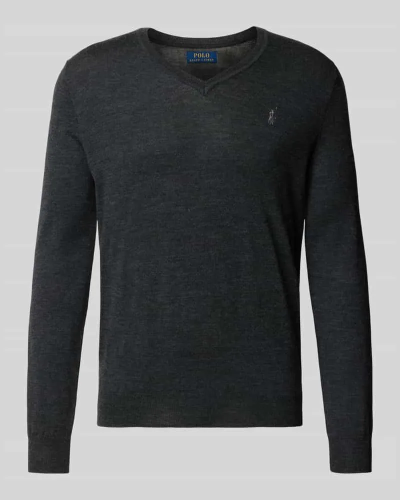 Ralph Lauren Strickpullover aus Merinowolle mit V-Ausschnitt Anthrazit