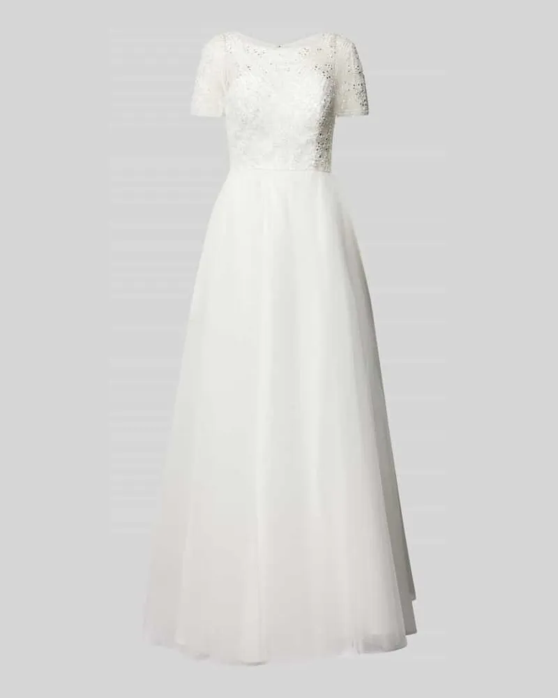 Unique Brautkleid mit Strasssteinbesatz Offwhite
