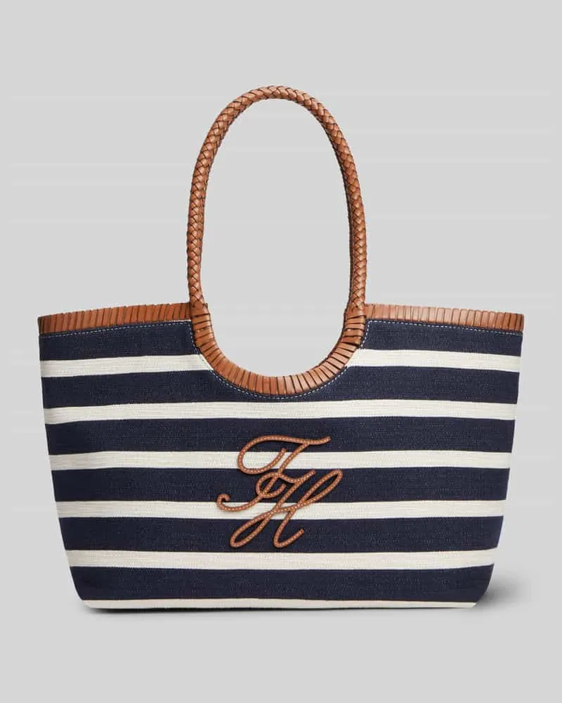 Tommy Hilfiger Strandtasche aus Baumwoll-Mix Dunkelblau