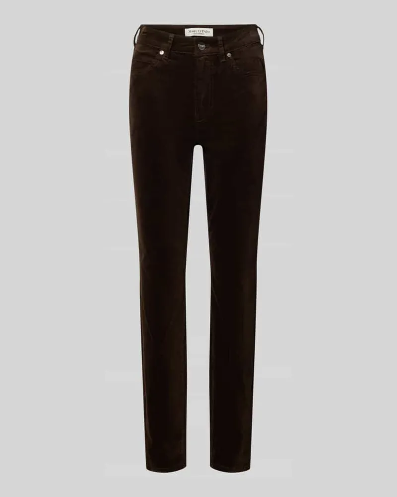 Marc O'Polo Slim Fit Hose mit Samtstruktur Dunkelbraun