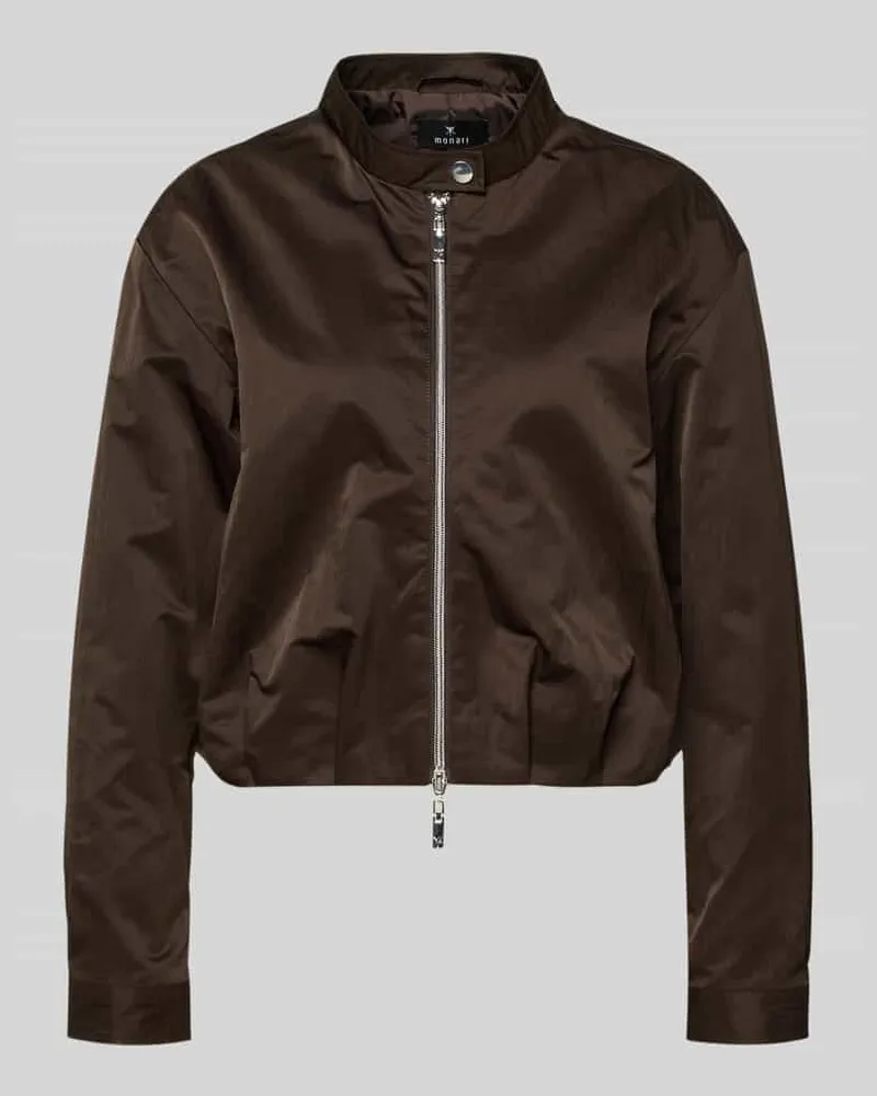 monari Cropped Jacke mit Zweiwege-Reißverschluss Dunkelbraun