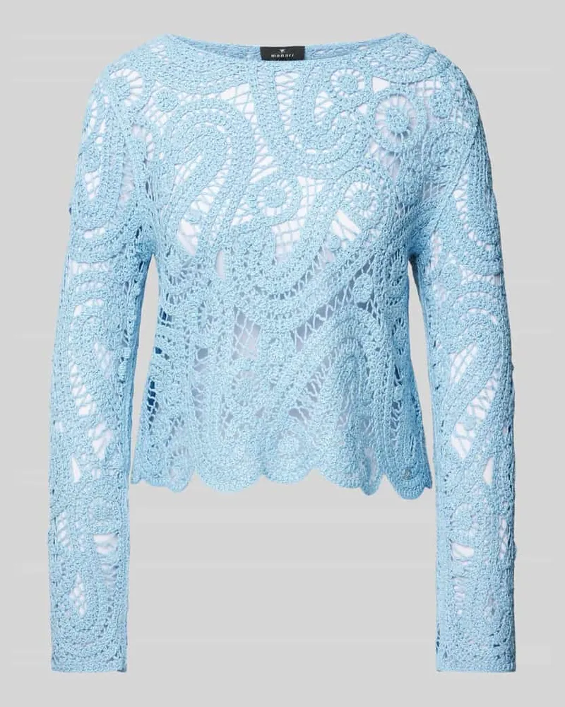 monari Strickpullover in Lochstickerei Hellblau