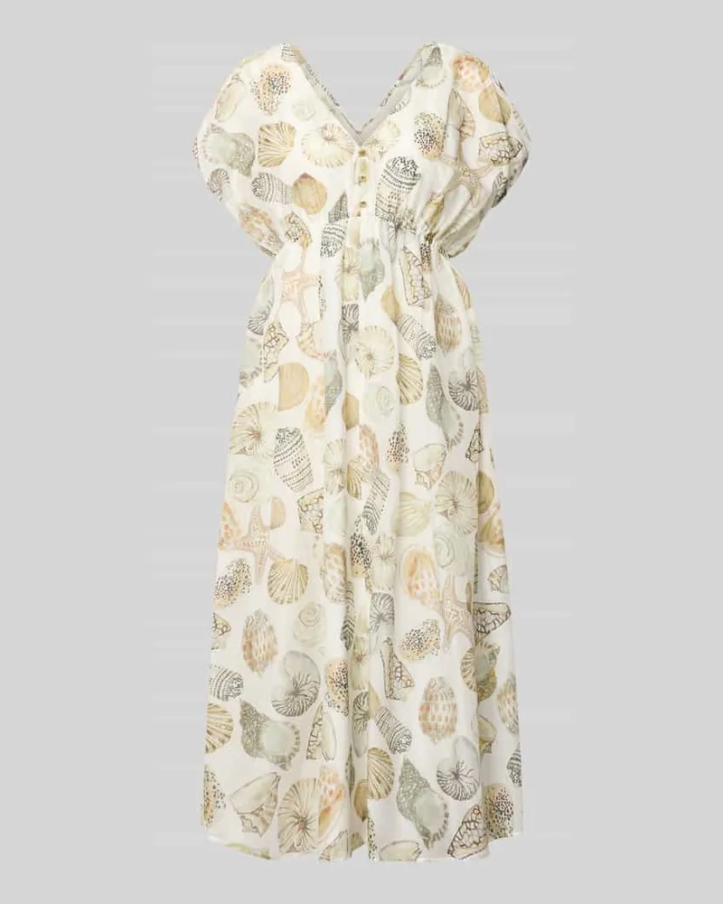 Marc Cain Midikleid mit Seide-Anteil und kurzer Knopfleiste Offwhite