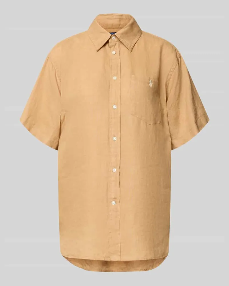 Ralph Lauren Oversized Hemdbluse aus reinem Leinen Camel