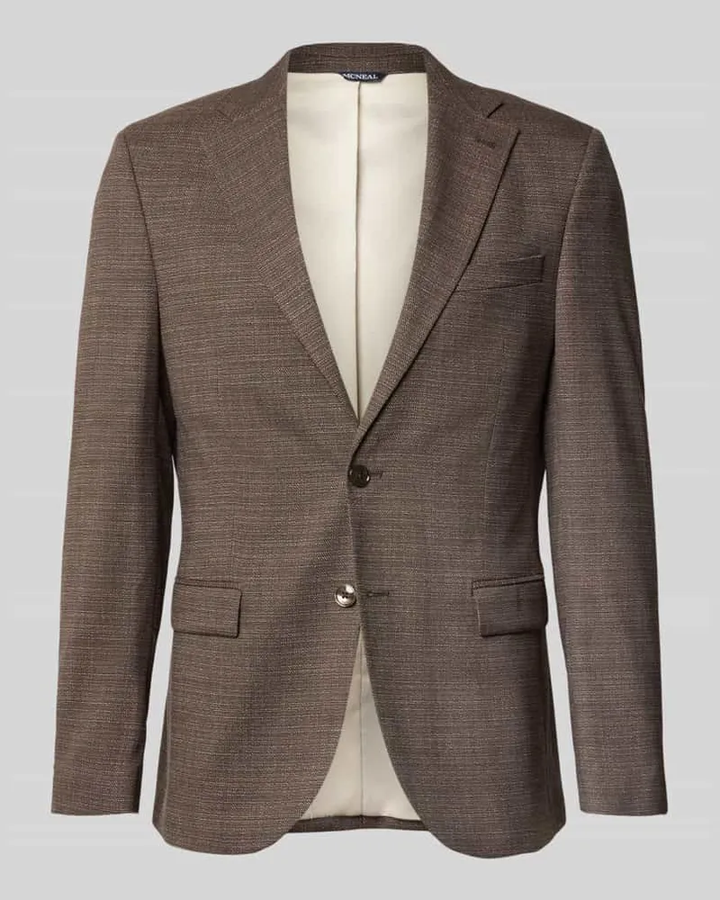 McNeal Slim Fit 2-Knopf-Sakko mit Pattentaschen Dunkelbraun