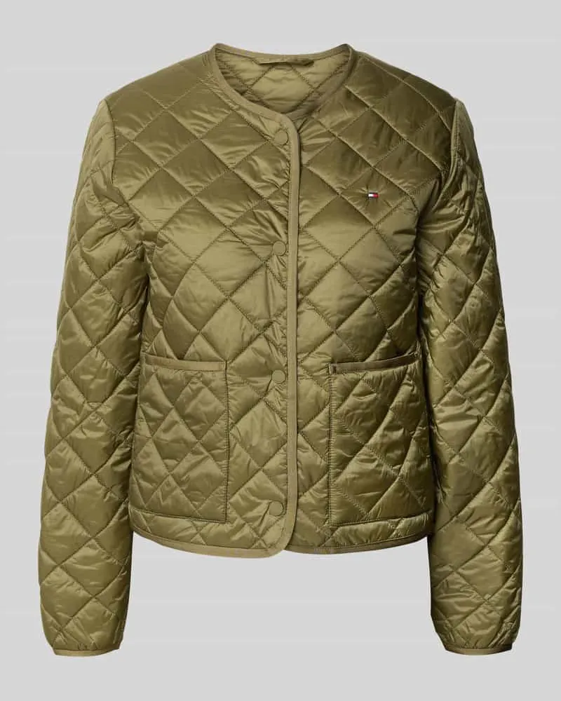 Tommy Hilfiger Regular Fit Steppjacke mit aufgesetzten Eingrifftaschen Oliv