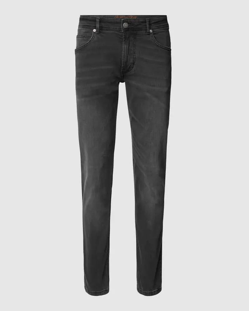 Christian Berg Straight Fit Jeans mit Brand-Detail Mittelgrau