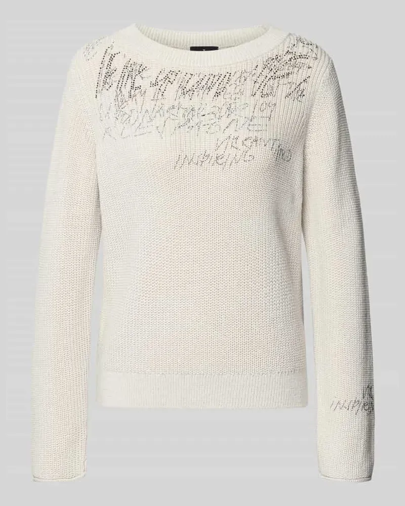 monari Strickpullover mit Ziersteinbesatz Stein