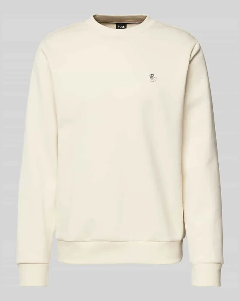 HUGO BOSS Sweatshirt mit Label-Badge Modell 'Sharpe Offwhite