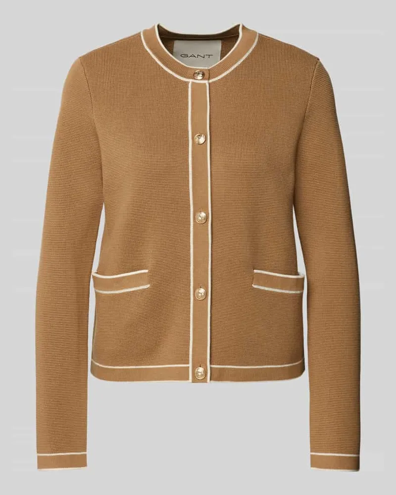 Gant Strickcardigan mit Eingrifftaschen Sand