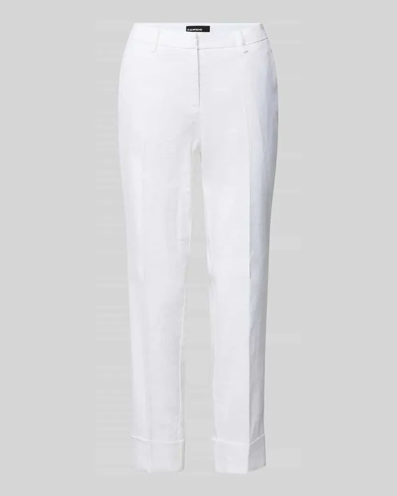 Cambio Regular Fit Leinenhose mit Gürtelschlaufen Modell 'KRYSTAL Weiss