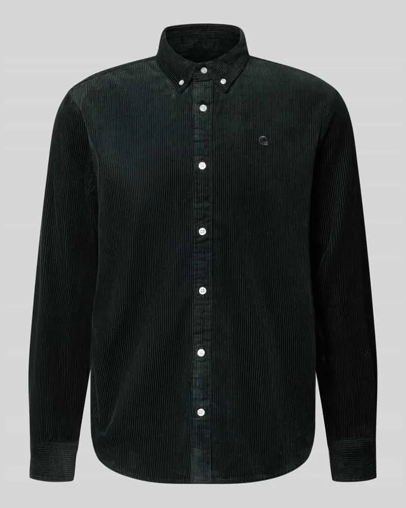 Carhartt WIP Regular Fit Freizeithemd mit Logo-Stitching Modell 'MADISON Dunkelgruen