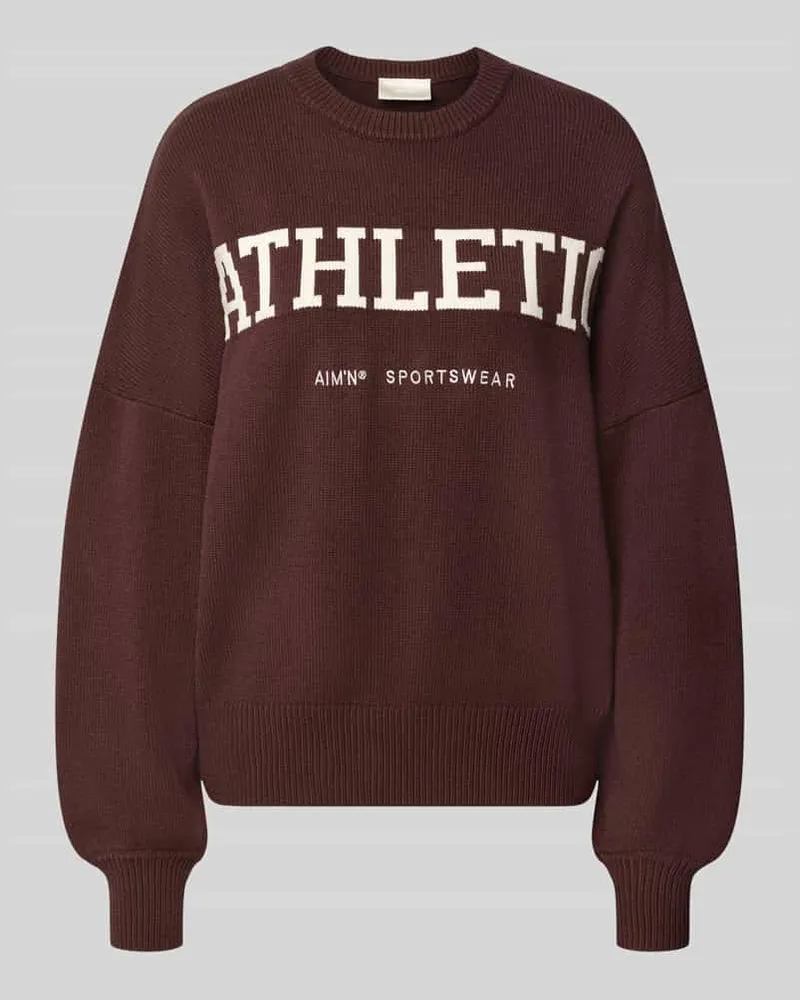 AIM'N Oversized Strickpullover aus Viskose-Mix Dunkelbraun