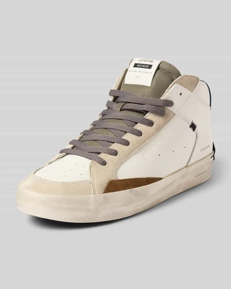 Crime High Top Sneaker aus Leder mit Schnürung Weiss