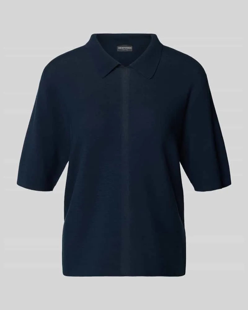 Emporio Armani Relaxed Fit T-Shirt aus Viskose-Mix in Strick-Optik Blau