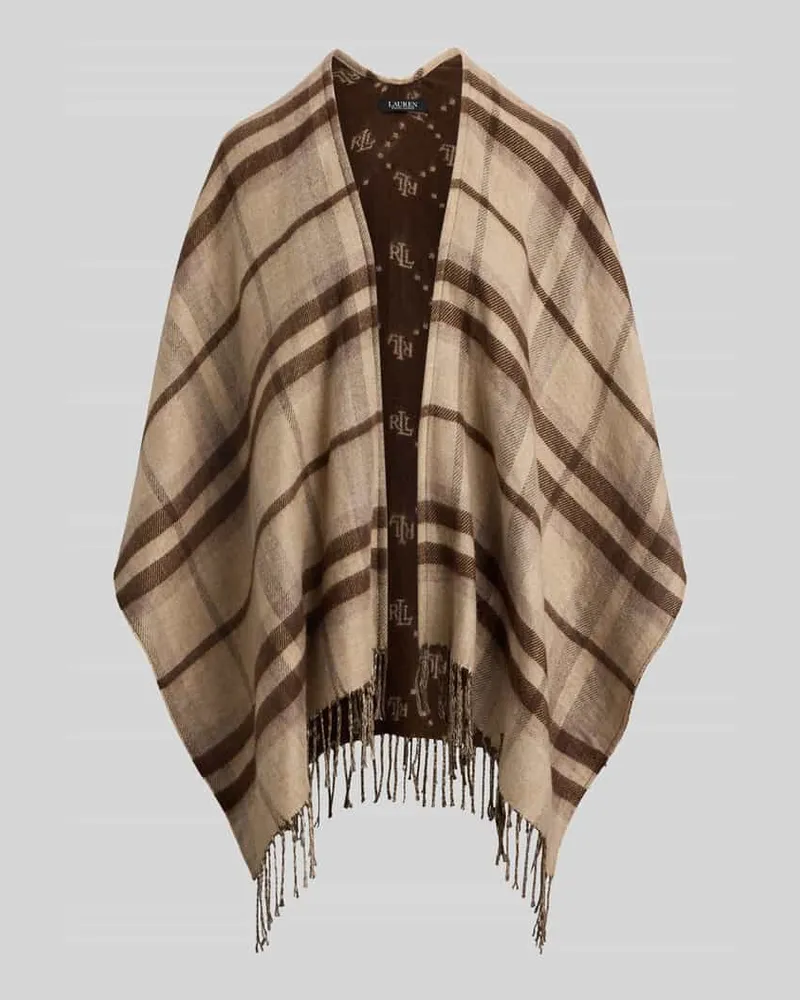 Ralph Lauren Poncho aus Wolle mit Fransenabschluss Taupe