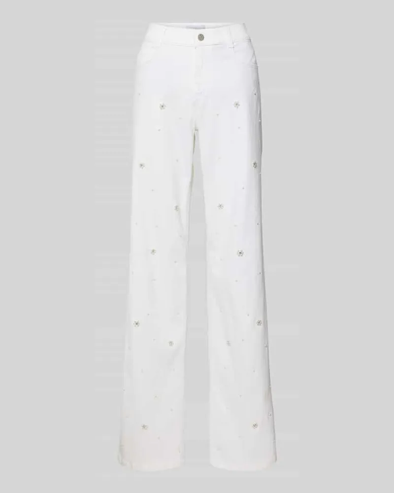 ANGELS  Wide Fit Jeans mit Perlen- und Strasssteinbesatz Weiss