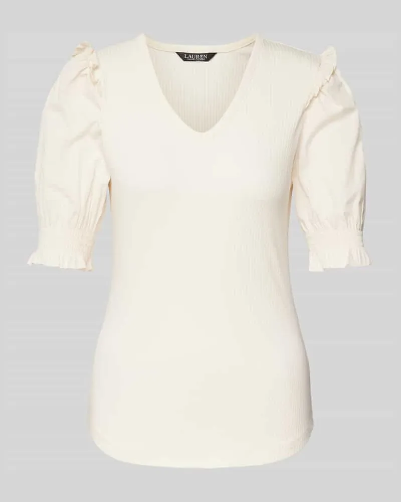 Ralph Lauren Strickshirt mit V-Ausschnitt Modell 'TADETA Beige