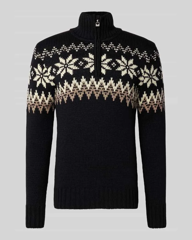 Dale of Norway Norwegerpullover mit Troyer-Kragen aus Woll-Mix Modell 'Myking Black