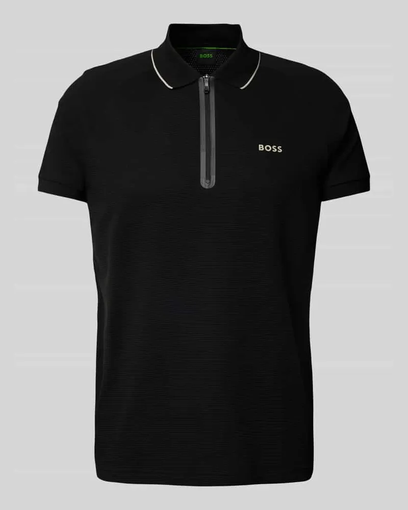 HUGO BOSS Regular Fit Poloshirt mit Strukturmuster Modell 'Philix Black