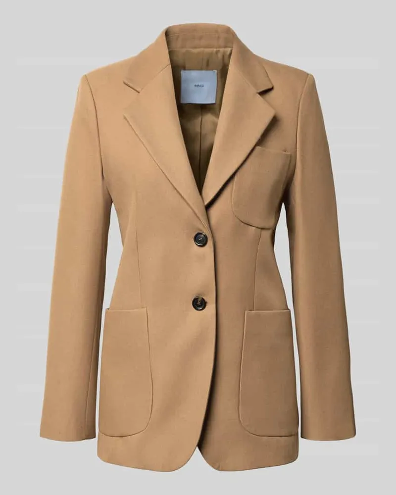 Mango Slim Fit Blazer mit Reverskragen Modell 'NATALIE Camel