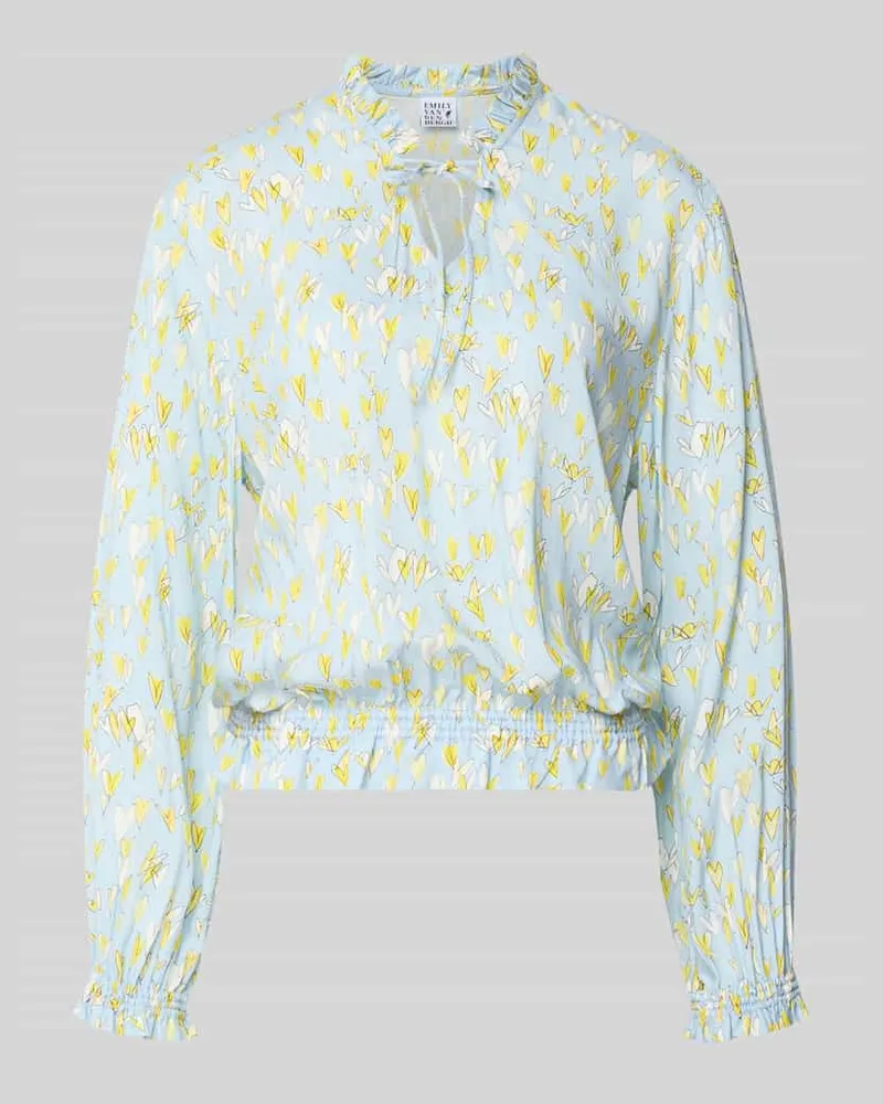Emily van den Bergh Regular Fit Bluse aus reiner Viskose mit elastischen Abschlüssen Hellblau