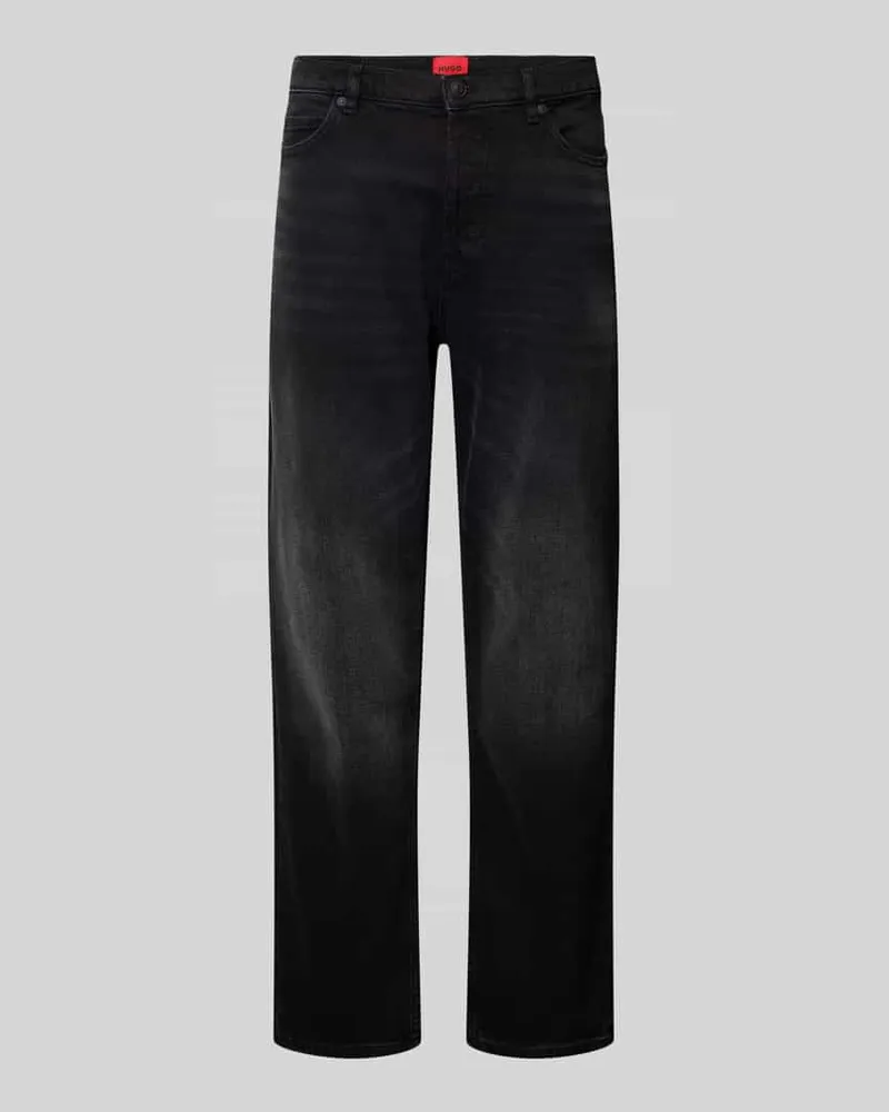 HUGO BOSS Tapered Fit Jeans im 5-Pocket-Design Black
